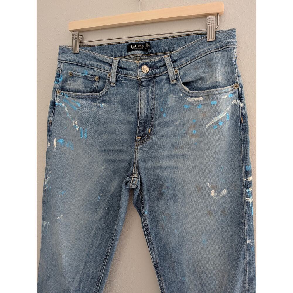 Lauren Ralph Lauren Jeans Paint Splatter Distressed Comfort Stretch Size 8 - Picture 4 of 9